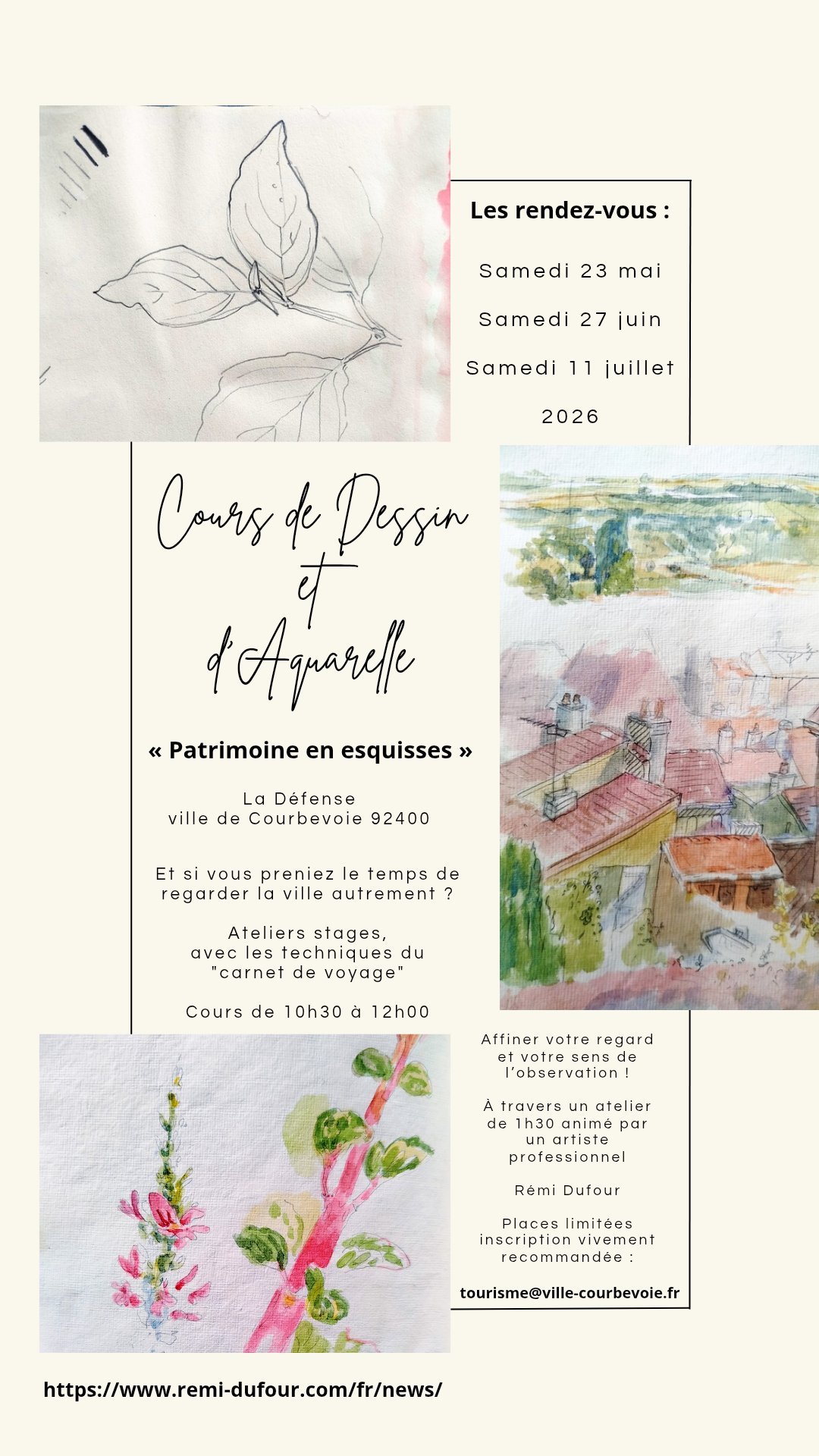 Ateliers de dessin et d'aquarelle 