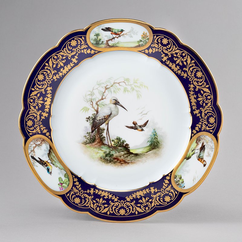 Héron, assiette aux oiseaux